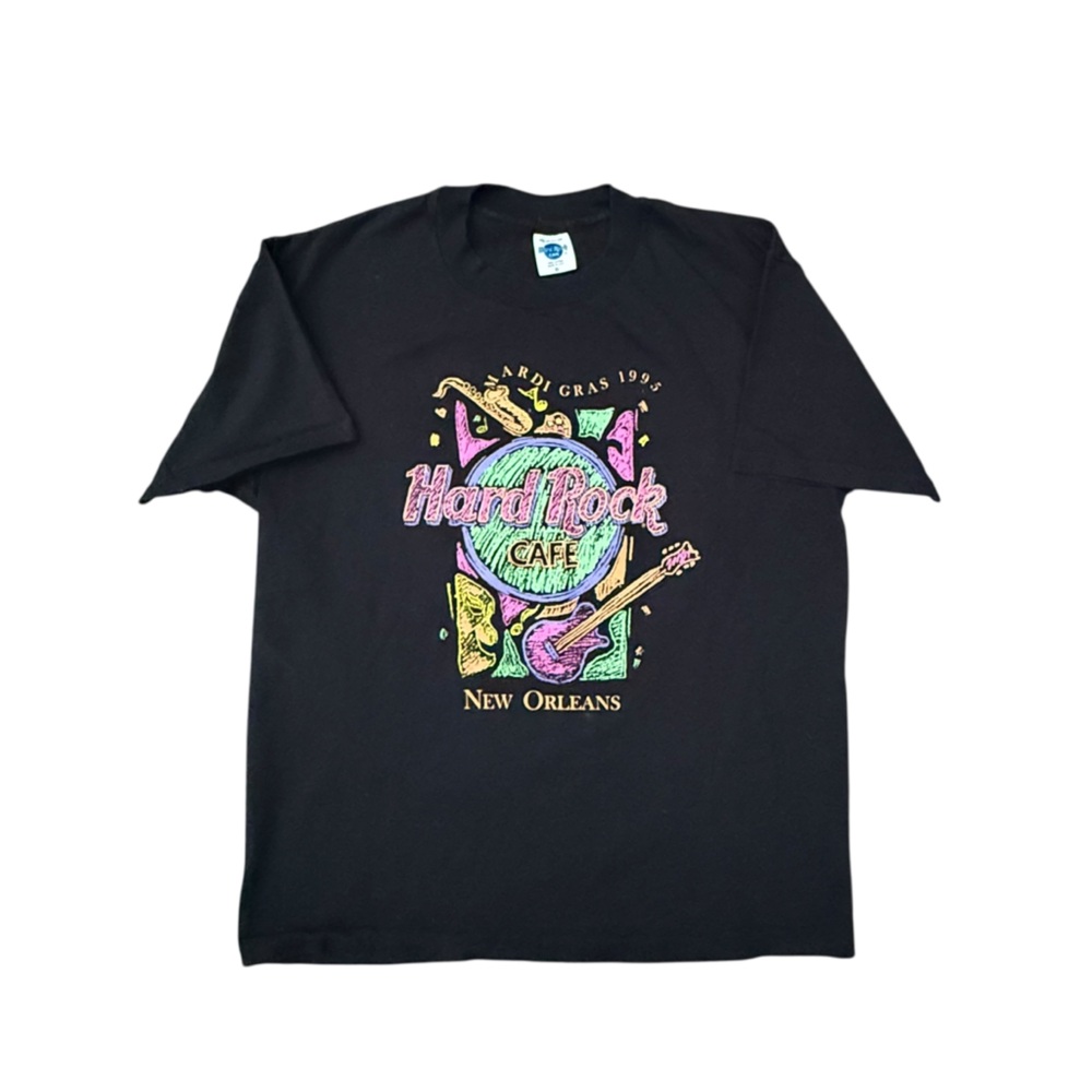 Vtg Hard Rock Cafe New Orleans Marriott Gras 1995 Single Stitch T-Shirt Black XL - Picture 2 of 5